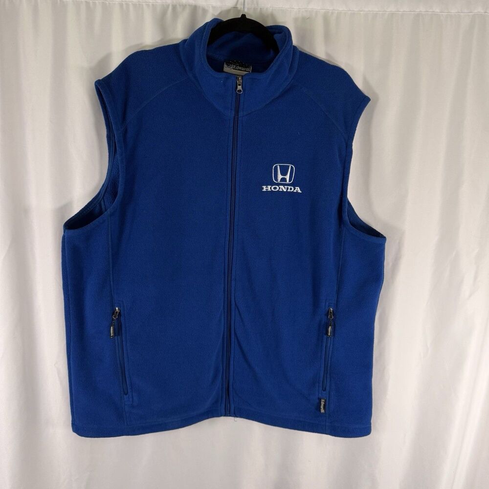 Honda Fleece Vest Men's XL Blue Full Zip Turtleneck Embroidered Edwards